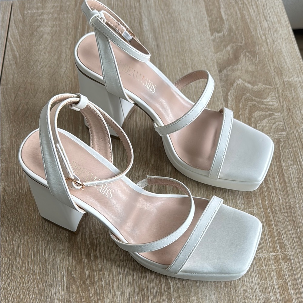 Dream Paris white sandals heels
